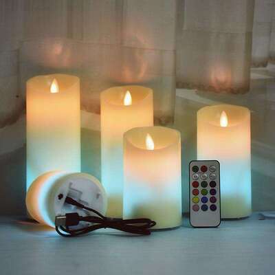 Guangzhou 8 Inches Pillar Electric Halloween Lighter Flameless Usb Rechargeable White Cheap Led Candles Lamp with Remote Control