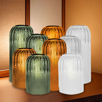 Premium Large Electric Candle Flickering Led Candle Inglass Cylinder Luxury Glass Jar with Flameless Ivory Candle Remote