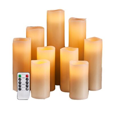 3D Flameless Battery Operated Led Candles Remote Control Pillar Waved Real Paraffin Wax Led Candle Light for Decoration