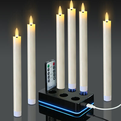 Rechargeable Remote Control Flame-Free LED Candle with Timer and Charging Base for Safe Home Decoration