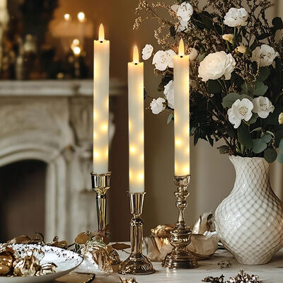 Good price 20cm Long Real Wax Electric Taper Candle with Remote Control and Flameless LED online