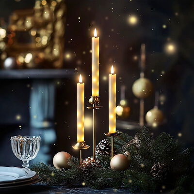 Good price Cylindrical Flameless Taper Candles White Electric Battery Candles Remote Control online