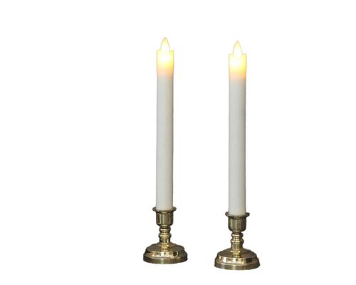 Good price Warm Yellow Flameless Taper Candles Plastic Wedding LED Candles With Gold Base online