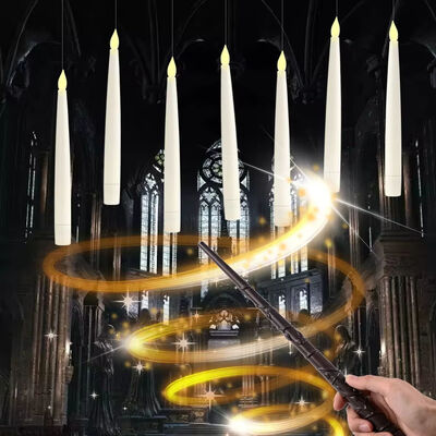 Good price Plastic Flameless Taper Candles Flickering Battery Operated Hanging Candles With Magic Wand Remote online