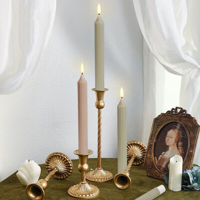 Good price Morandi Color Flameless Taper Candles OEM Electric Wax Candles Remote Control online