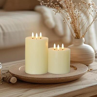 Giá tốt Điều khiển từ xa Paraffin Wax 3-Wick nến LED cho nhà và trang trí đám cưới trực tuyến