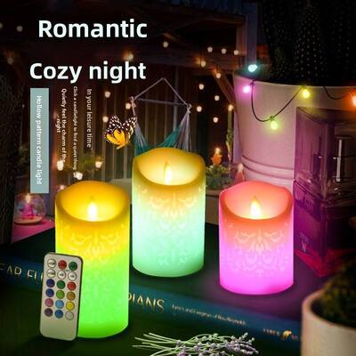 ราคาดี สีชมพู ปรับเปลี่ยนสี RGB แสงเปลี่ยนสี สามารถชาร์จได้ LED สูง ไม่มีเพลิง คลื่นไหล ไฟไหม้ Wax ไม่มีควัน เทียนรีโมทคอนโทรล ออนไลน์