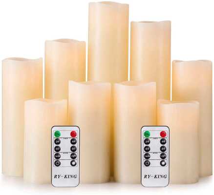 Good price 3D Flame Remote Control Real Paraffin Wax LED Pillar Candle Flameless Battery Operated online