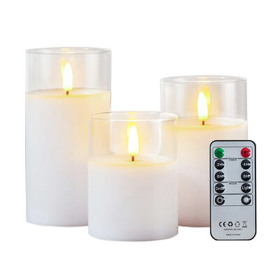 Goede prijs Afstandsbediening Glas LED Kaars Warm wit Rookloos Pilaar Kaarten Op maat online