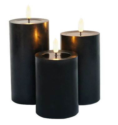 Goede prijs 3d Real Flame Home Decoration Pilaar Paraffine Wax Afstandsbediening Zwarte Led Kaarten online