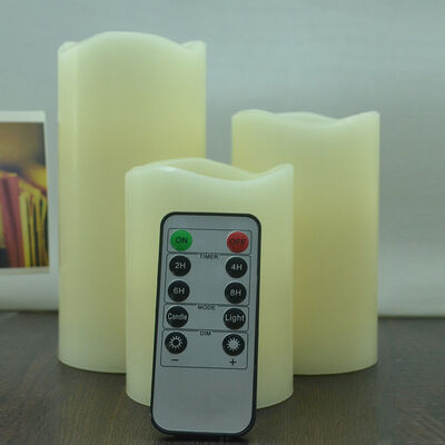 Good price 3D Flameless Battery Operated Led Candles Button Control Pillar Waved Real Paraffin Wax Christmas Handmade Warm White LED online