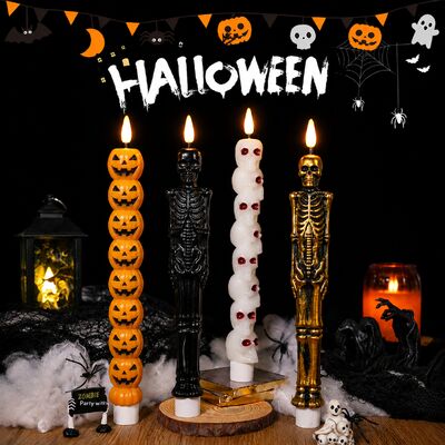 Bon prix Vente en gros de bougies à LED de crâne de citrouille de l'Halloween, bougies votives de nouveauté pour la décoration d'automne, cadeaux gothiques effrayants pour la décoration de fête en ligne