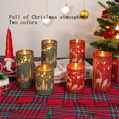 Good price Real Wax LED Candles with Remote Control and Christmas Design in Plated Glass Holder online