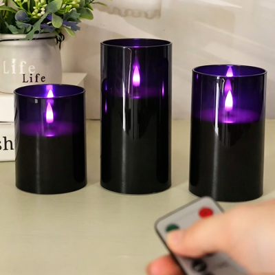 Good price Purple LED Flameless Candle with Remote Control Timer Function and 3D Flickering Wick for Wedding Decor online